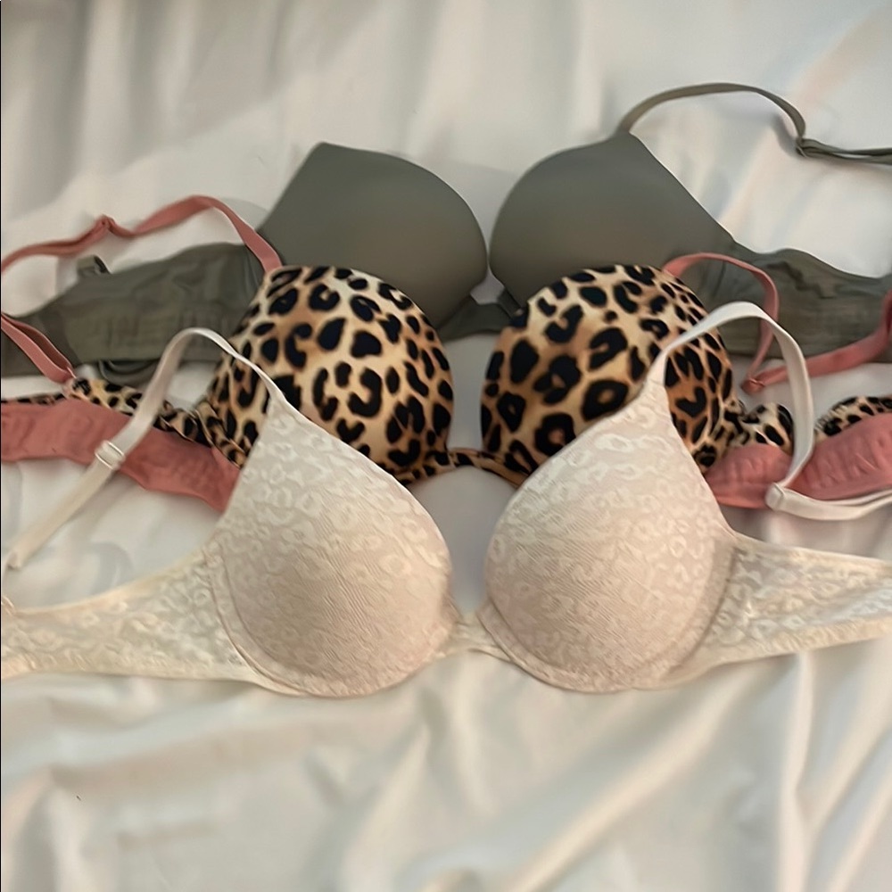 Victoria secret PINK push up bras Leopard Print and Cream Bra Set